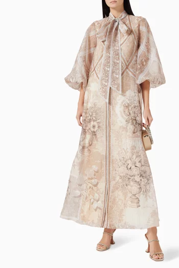 Isabeau Printed Bow Dress in Organza