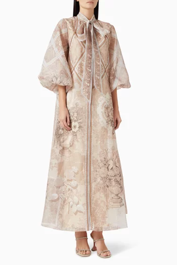 Isabeau Printed Bow Dress in Organza