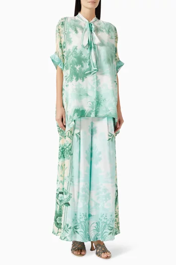 Zeliana Top & Pants Set in Silk Crepe