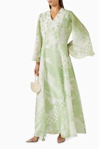 Drew Embellished V-neck Dress in Organza