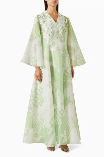 Drew Embellished V-neck Dress in Organza