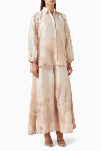 Aerina Shirt & Pants Set in Lurex Linen