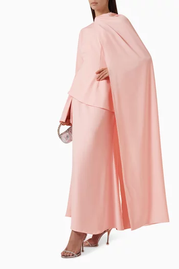 Asymmetrical Top & Skirt Set in Crepe