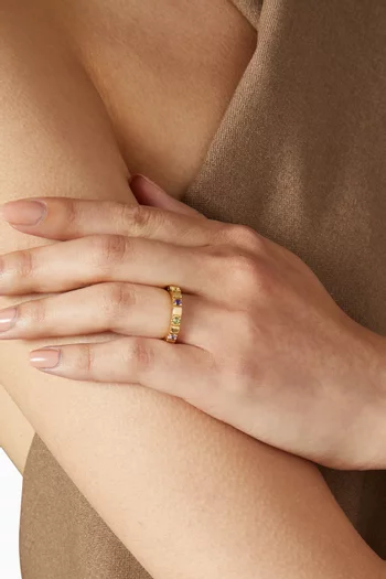 خاتم شيراز أليانس مرصع بأحجار بألوان قوس قزح ذهب عيار 14