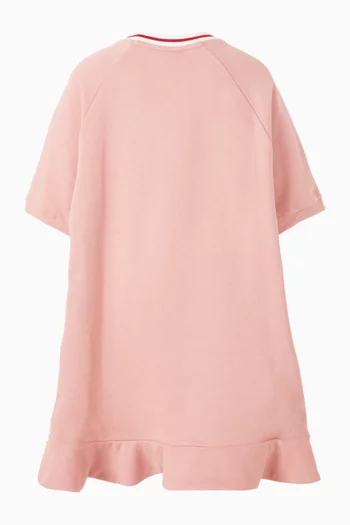 فستان مزين بكشكش وطبعة قطن