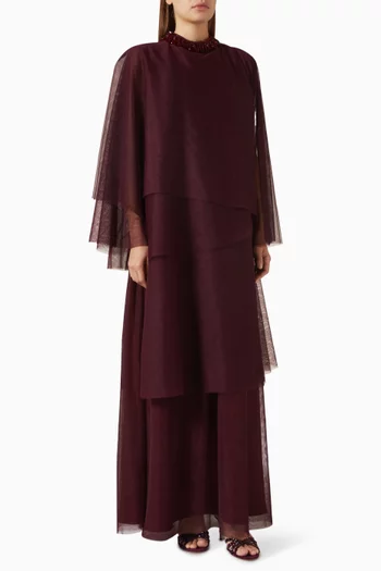 قفطان مطرز بالخرز تول