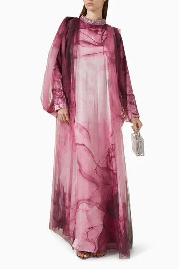 Printed Tulle Kaftan