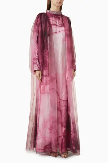 Printed Tulle Kaftan