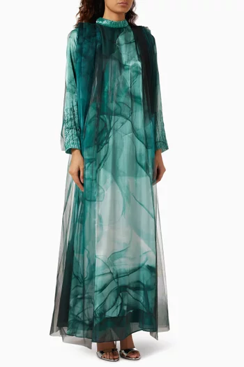 Printed Tulle Kaftan