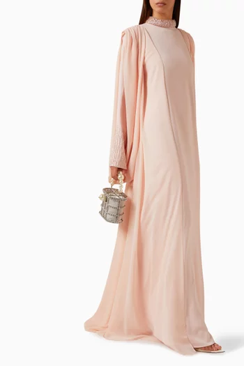 Bead-embellished Kaftan in Crepe & Chiffon