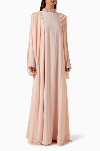 Bead-embellished Kaftan in Crepe & Chiffon