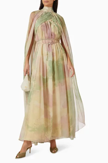 Belted Cape Kaftan in Chiffon