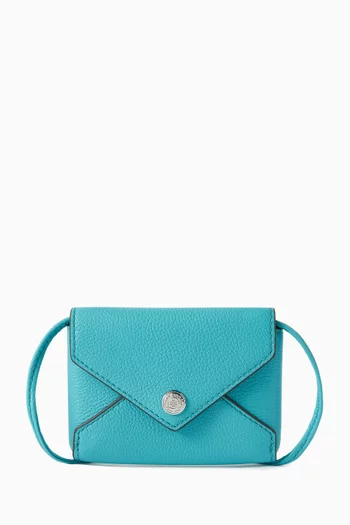 حافظة بطاقات بحمالة جلد