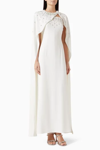 Cynthia Crystal-embellished Cape Maxi Dress