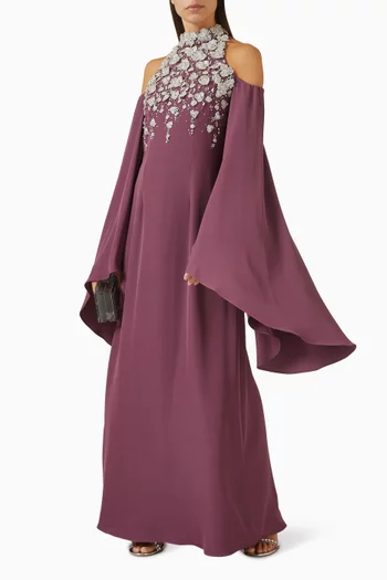 Crystal-embellished High-neck Maxi Dress