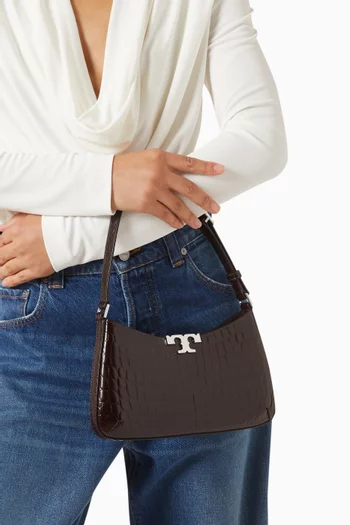 حقيبة كتف إليانور بتصميم رفيع جلد بنقشة جلد التمساح