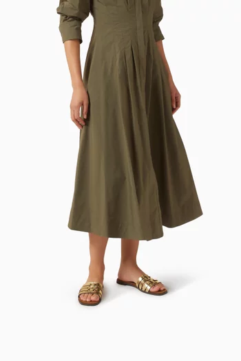 Ines Cage Slide Sandals in Metallic Leather