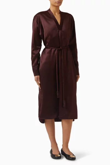 Belted Asymmetrical Midi Dress in Viscose