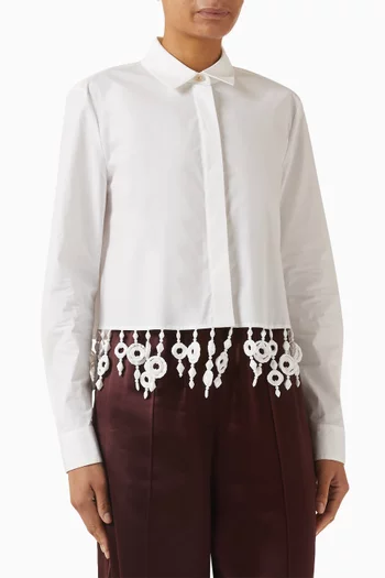 Crystal Embellished Shirt in Cotton-poplin