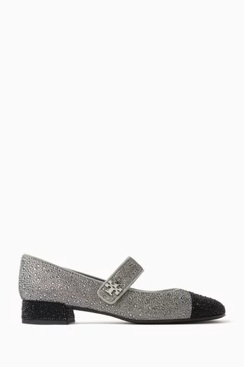 Cap Toe Mary Jane Crystal Ballet Flats
