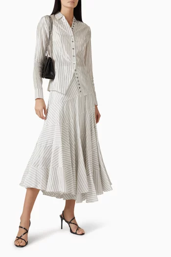 Striped Asymmetric Skirt in Viscose