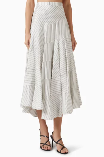 Striped Asymmetric Skirt in Viscose