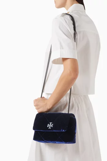 حقيبة كتف كيرا صغيرة مرصعة بأحجار بافيه بحمالة قابلة للتعديل مخمل