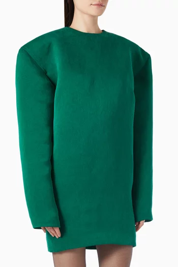 فستان قصير بقصة مربعة حرير