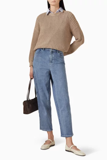 Ankle Lantern Cropped Jeans in Denim