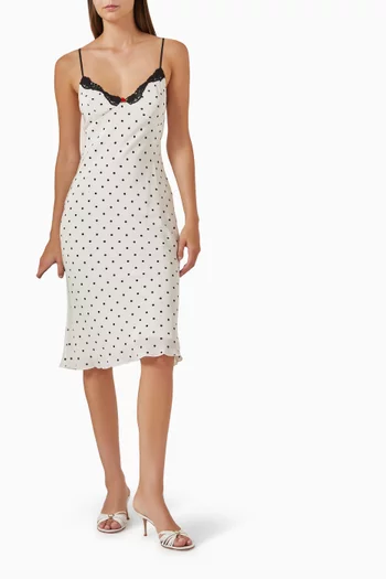 فستان جامي بنقشة نقاط صغيرة حرير كريب