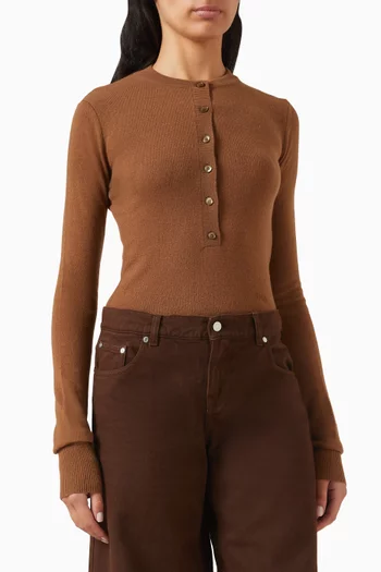 Buttoned Bodysuit in Knit