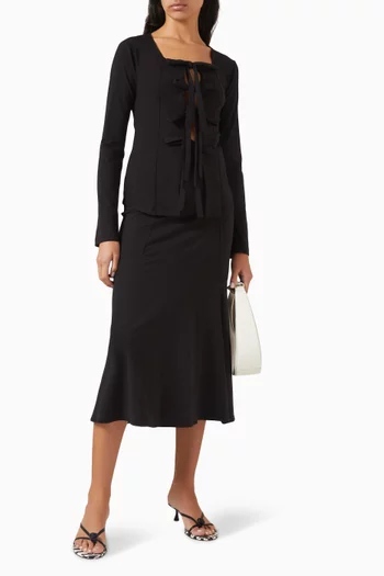 قميص ايبوني برباط قطن جيرسيه