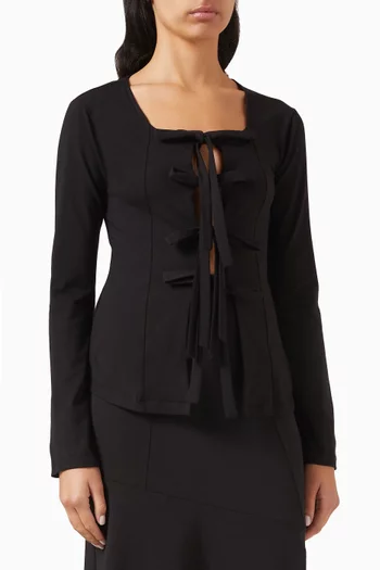 قميص ايبوني برباط قطن جيرسيه