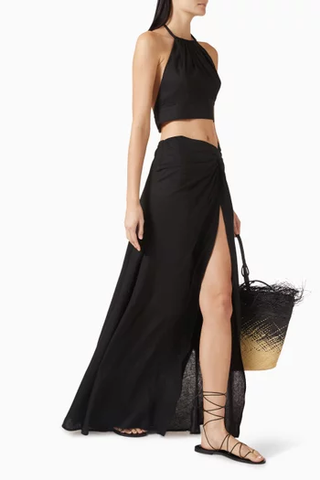 تنورة سايرن طويلة مزيج كتان