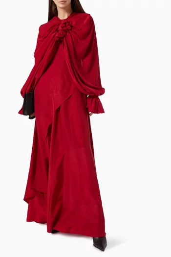 Layered Draped Dress in Silk Habutai