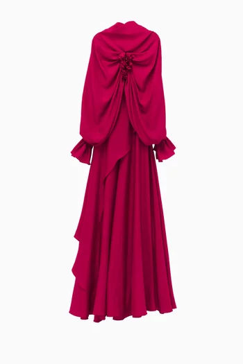 Layered Draped Dress in Silk Habutai
