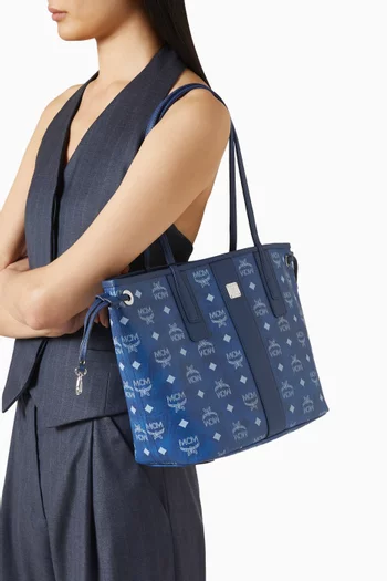 Small Liz Shopper in Visetos & Cotton Canvas