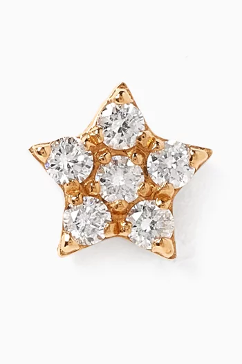 Single Star Diamond Stud Earring in 18kt Yellow Gold