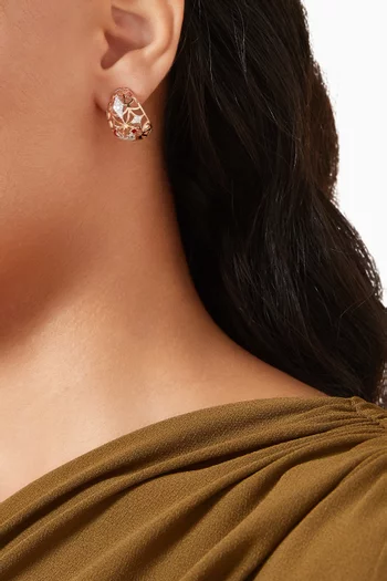Retro Diamond & Enamel Arabic Letter 'FA' Earrings in 18kt Rose Gold