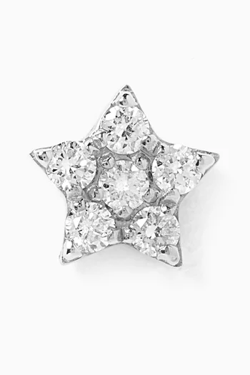 Single Star Diamond Stud Earring in 18kt White Gold