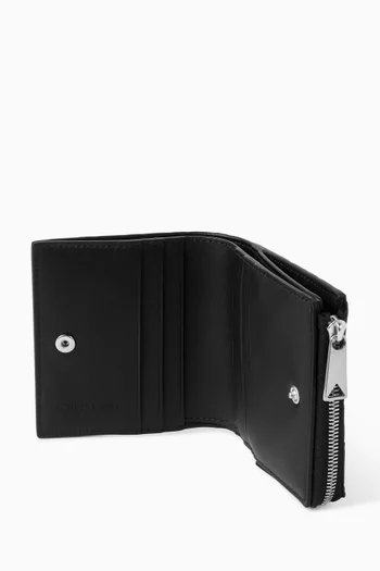 Bi-Fold Zip Wallet in Intrecciato Leather