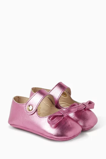 Bebe Bow Ballerina Sandals in Leather