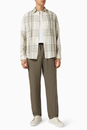 قميص دنلوس بنقشة مربعات مزيج قطن