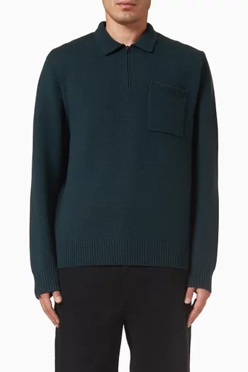 Quarter-zip Polo Sweater in Wool & Cashmere