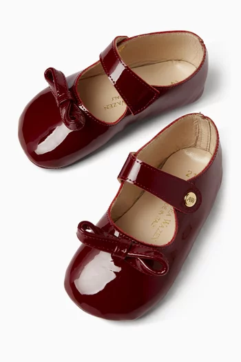 Bebe Bow Ballerina Sandals in Patent Leather