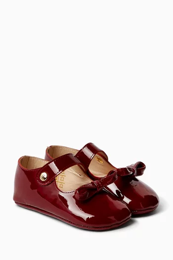 Bebe Bow Ballerina Sandals in Patent Leather