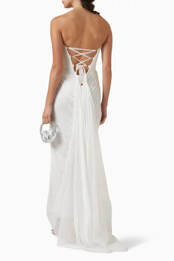 Esteri Lace-back Dress in Silk Mousseline