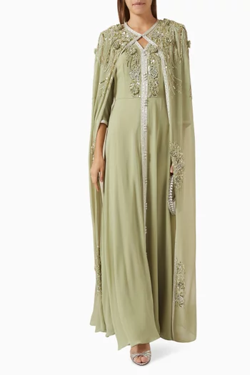 Latifa Embellished Cape Kaftan