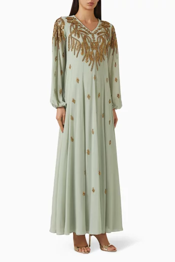 فستان مطرز بالخرز