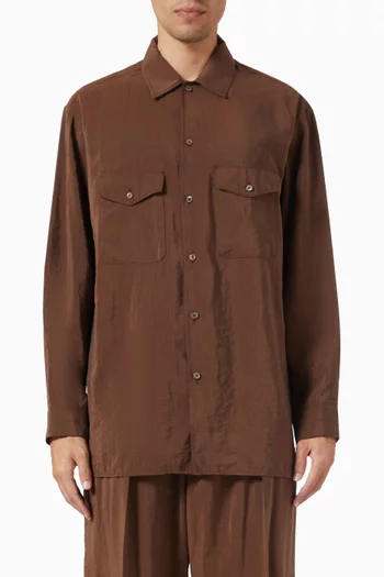 Convertible Collar Shirt in Silk-blend
